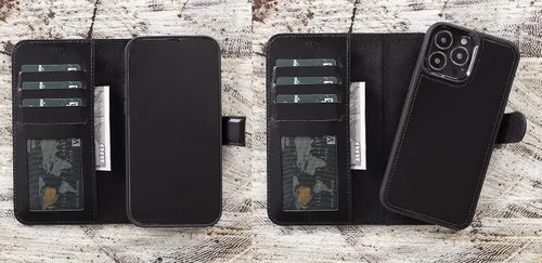 Vista 8 de VENOULT - Funda tipo cartera compatible con iPhone 14 Plus para hombre o mujer, 14 Pro / 14 Pro MAX / 13 MAX de cuero genuino de grano completo