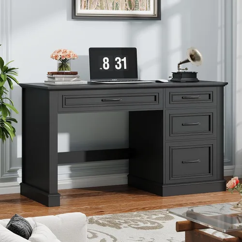 Vista 11 de Vabches Farmhouse 47" Executive Desk with Charging Station, Unique White Blanco único
