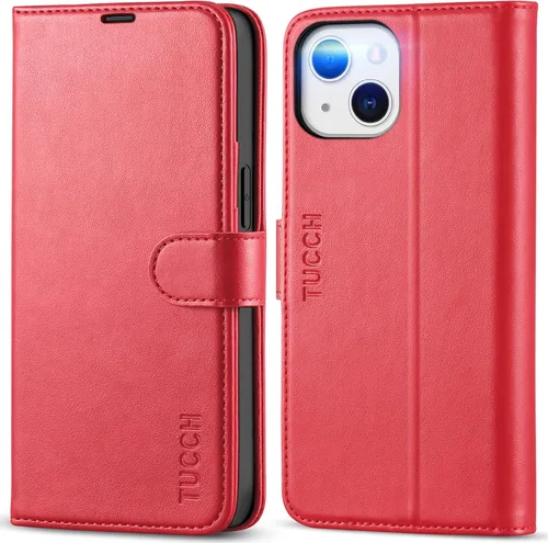 Vista 12 de TUCCH Funda Tipo Billetera para iPhone 13 (6.1") 2021, con Bloqueo RFID, con Soporte para 3 Tarjetas, de Piel Sintética, Tipo Folio