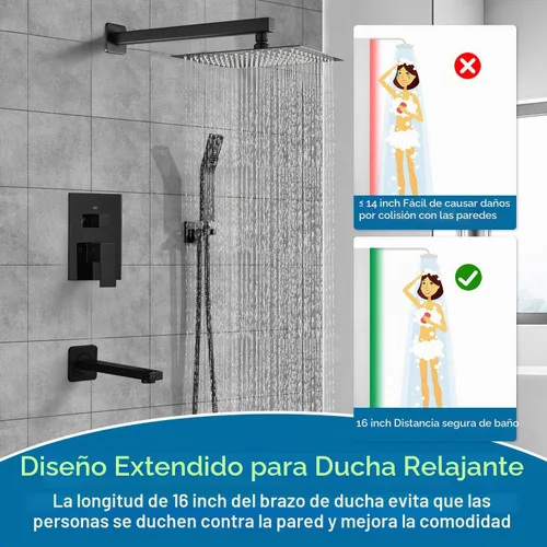 Vista 6 de Sistema de ducha de lluvia con boquilla de bañera