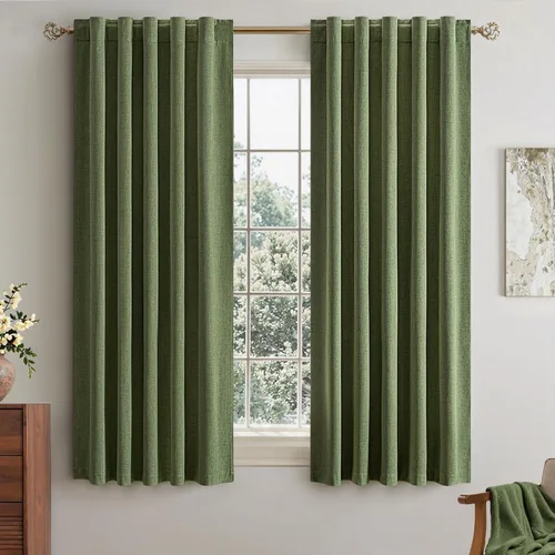 Vista 16 de EMEMA - Cortinas opacas de lino color beige, 72 pulgadas de largo, 2 paneles para dormitorio o sala de estar, con aislamiento térmico, 100%