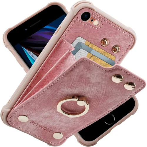 Vista 27 de Funda tipo cartera compatible con iPhone XR/10R con tarjetero de crédito, funda protectora de cuero a prueba de golpes compatible con anillo