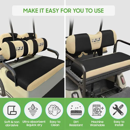 Vista 3 de 10L0L Fundas para Asientos Delanteros y Traseros de Carrito de Golf, Juego Completo para G2 G8 G9 G11 G14 G16 G19 G20 G21 G22 y Club Car DS