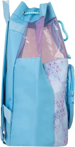 Vista 3 de Disney Bolsa de natación Frozen para niños, Azul Patchwork, talla única , Cordón