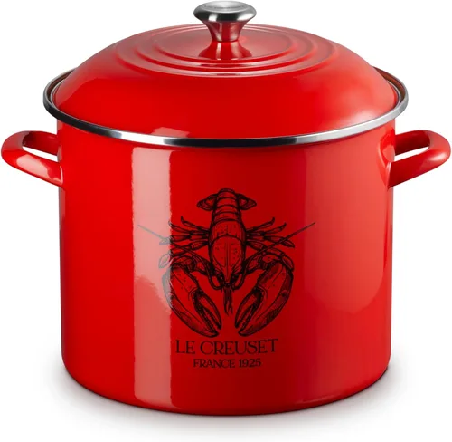 Vista 32 de Le Creuset - Olla tradicional esmaltada en acero, 12 cuartos de galón, Oliva con pomos de acero inoxidable