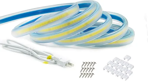 Vista 2 de Tira de luz LED 3000K AC 110V 1M Iluminación impermeable 110 voltios Tira de luz LED COB enchufable 1 metro Blanco cálido para iluminación