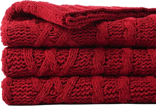Vista 21 de Battilo Manta Negra para Sofá, Manta de Punto Cable para Cama, Silla, Decoración del Hogar, Manta de Chenilla Tejida Suave y Acogedora, Manta Negro