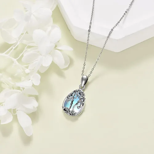 Vista 71 de ONEFINITY Collar de plata de ley 925 con diseño de árbol de la vida con colgante de nudo celta de concha de abulón para mujer