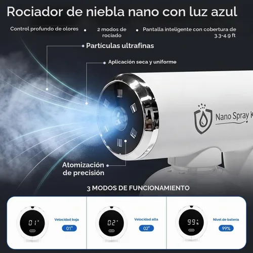 Vista 9 de Nano Mist Spray, pistola de pulverización nano inalámbrica de mano Blanco Ártico