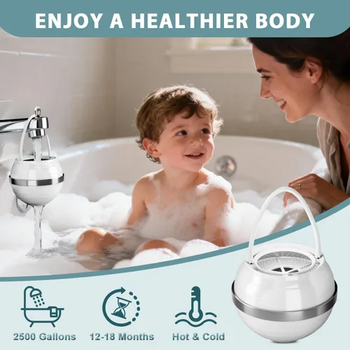 Vista 4 de Filtro de baño para bañera, filtro de agua para tina para piel y cabello más suaves, filtro de agua de baño de filtración de grado hotelero de 8