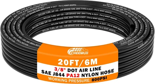Vista 10 de CheeMuii 30 pies 1/4 línea de aire DOT 1/4" PA12 tubo neumático de nylon 9.1 metros 1/4 pulgada OD tubo de aire neumático tubo de línea de aire