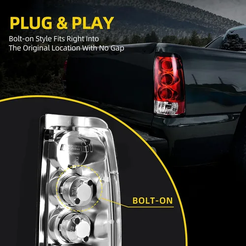 Vista 5 de DWVO Conjunto de luces traseras compatible con Chevy Silverado 1999 2000 2001 2002 1500 2500/01 02 Chevy Silverado 3500/1999-2003 GMC Sierra 1500