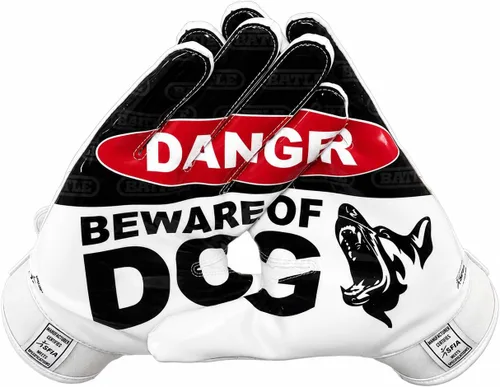 Vista 2 de Battle Sports - Guantes de fútbol americano para receptor abierto con dorso de mano, ultraadherentes y con agarre, antideslizantes, para adultos