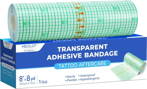 Vista 13 de LotFancy - Vendaje de cuidado posterior para tatuajes, rollo de 2 pulgadas x 13 yardas, impermeable, transparente Transparent Film Dressing