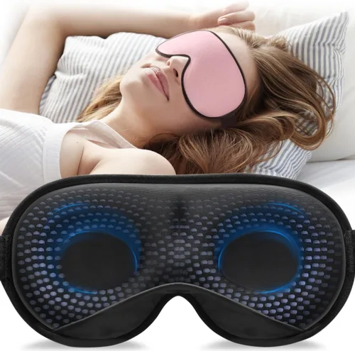 Vista 11 de YFONG Máscara de Sueño con Peso, Mujeres Hombres Máscara para Dormir 3D Bloqueadora de Luz (4.2oz/120g), Máscara para los Ojos de Alivio de Presión