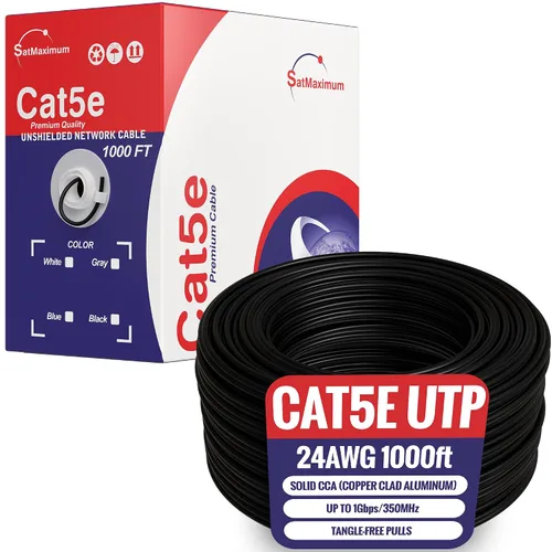 Vista 13 de Cables Direct Online Cat5e Cable sólido de 24 AWG de 500 pies, UTP Cat5, red a granel, alambre de aluminio revestido de cobre (UTP, interior, negro)