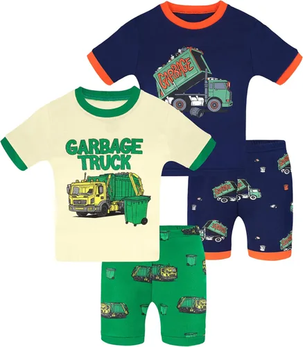 Vista 32 de DAUGHTER QUEEN - Pijama para niños de 4 piezas, conjunto corto 100 % algodón, talla 18 meses-12 años Soft, Breathable, Lightweight, Comfortable