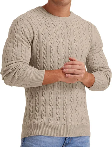 Vista 3 de Askdeer Suéter de punto suave clásico con cuello redondo para hombre con borde acanalado