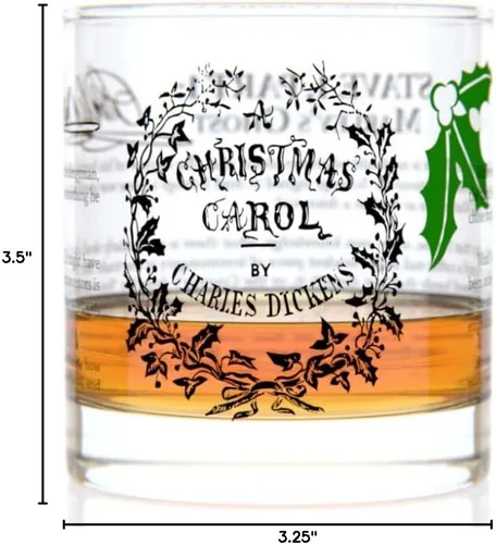 Vista 5 de Well Told Classic Literature Rocks Glass – A Christmas Carol por Charles Dickens – Vaso de whisky a la antigua moda para los amantes de los libros