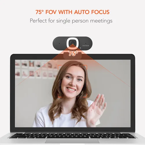 Vista 6 de NUROUM Cámara web de transmisión V15-AFL con luz de anillo, cámara web de enfoque automático para PC con doble micrófono, 1080P 60 fps, corrección