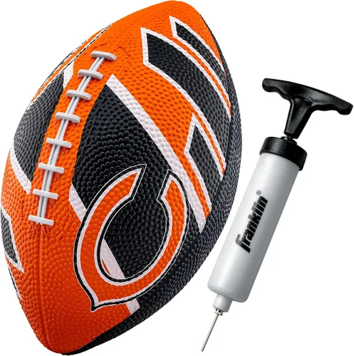 Vista 34 de Franklin Sports NFL Team Footballs - Rubber Youth Mini Balls for All Teams - Kids 8.5" Football + Air Pump Sets - Official NFL Licensed