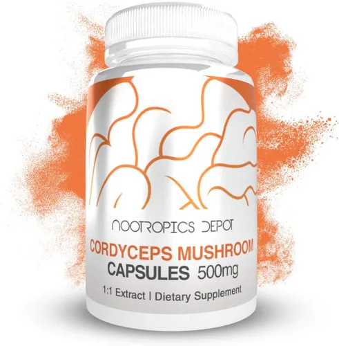 Vista 2 de Nootropics Depot Cordyceps - Cápsulas de hongos 500 mg 60 unidades Cordyceps militaris Extracto de hongos fructíferos para todo el cuerpo