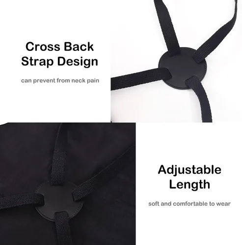 Vista 5 de Delantal de chef de lona, delantal con espalda cruzada para hombres y mujeres con correas ajustables, lazo de metal y bolsillos grandes, color negro