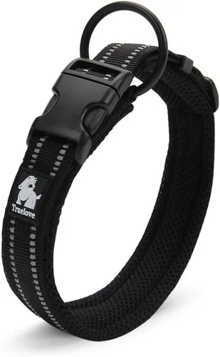 Vista 12 de Creation Core Collar reflectante para perro con anillo de malla transpirable, suave acolchado de nailon ajustable, collar para mascotas, 0.6 Negro
