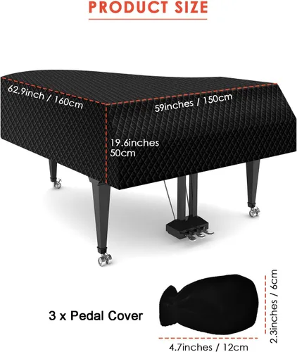 Vista 3 de Funda de piano de cola gruesa, cubierta impermeable para piano