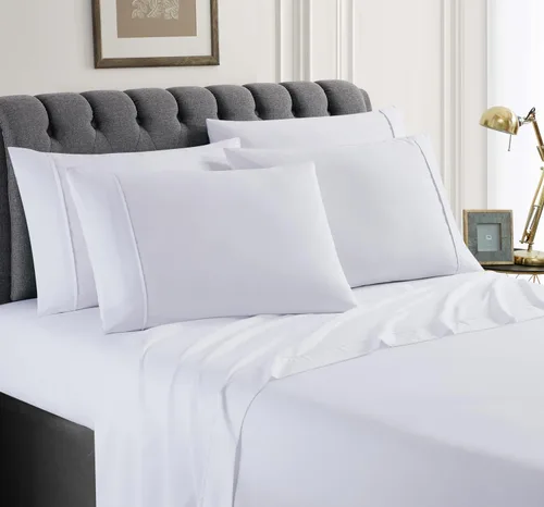 Vista 4 de Juego de sábanas de tamaño individual – 4 piezas de microfibra transpirable sólida – Ropa de cama de lujo resistente a la decoloración para mujeres