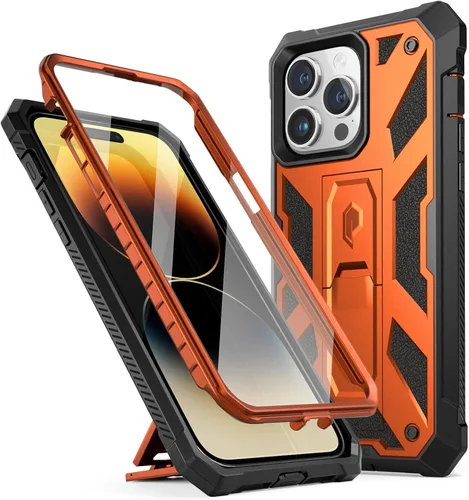 Vista 10 de Poetic Funda compatible con iPhone 14 Pro Max, funda Spartan para iPhone 14 Pro Max, textura de cuero resistente a prueba de golpes, con protector