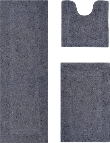 Vista 310 de Better Trends - Juego de 2 alfombras de baño 100% algodón, extra suaves, con borlas, de 17" x 24", alfombra de baño superabsorbente y reversible