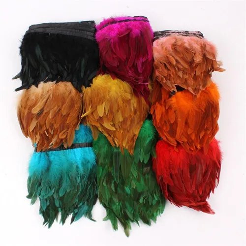 Vista 2 de AWAYTR? Flequillo de plumas de cogote de gallo, recortadas, de 5 a 7 pulgadas de ancho, paquete de 5 yardas