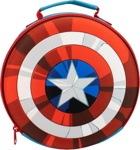 Vista 7 de Marvel Juego de mochila y lonchera para niños, Avengers Capitán América Azul, Azul Patchwork, Mochilas tradicionales