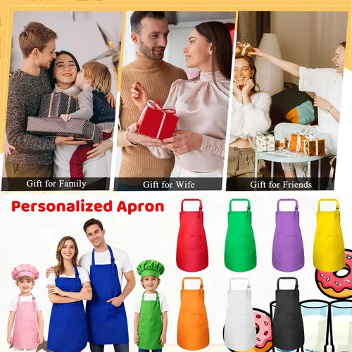Vista 6 de Delantal personalizado para niños, mujeres y hombres con foto de texto, delantal personalizado para mujeres, delantales de chef para hombres