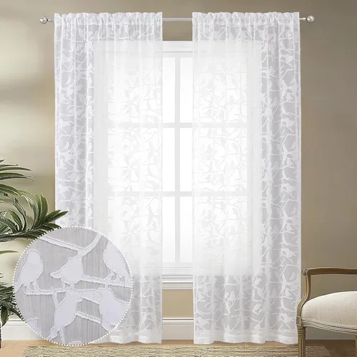 Vista 78 de OVZME Anji Clip Voile Sheer Tiers RD 2X30X36 Negro