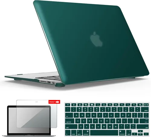 Vista 14 de iBenzer Carcasa rígida de plástico con superficie suave 3 en 1 y cubierta para teclado y protector de visualización para MacBook Air, Negro