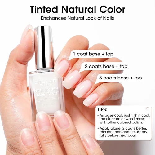 Vista 5 de GELLEN Base de esmalte de uñas transparente, no necesita lámpara, sin Secado rápido, no apto para esmalte de gel, capa base de color blanco lechoso