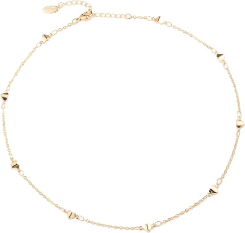Vista 9 de Collares de gargantilla chapados en oro de 14 quilates/plata, con dije de disco, collares de gargantilla con colgante de estrella y corazón Estrella