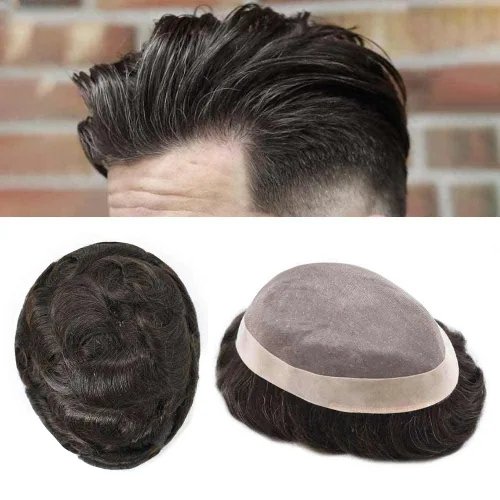 Vista 77 de LOVIN - Sistema de cabello humano para hombres, postizo fino de encaje mono para hombre, prótesis masculina de piel de polietileno alrededor