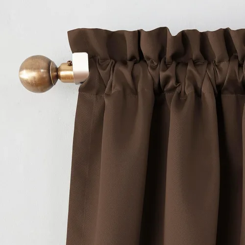 Vista 2 de Sun Zero Barrow - Cortina de bolsillo con cortinero para barra, par de paneles, para eficiencia energética 2-Chocolate