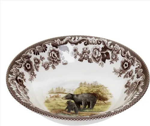 Vista 13 de Spode Woodland American Wildlife Ascot - Cuenco para cereales, diseño de bisonte, cuenco de loza fina de 8 pulgadas para cereales, ensaladas