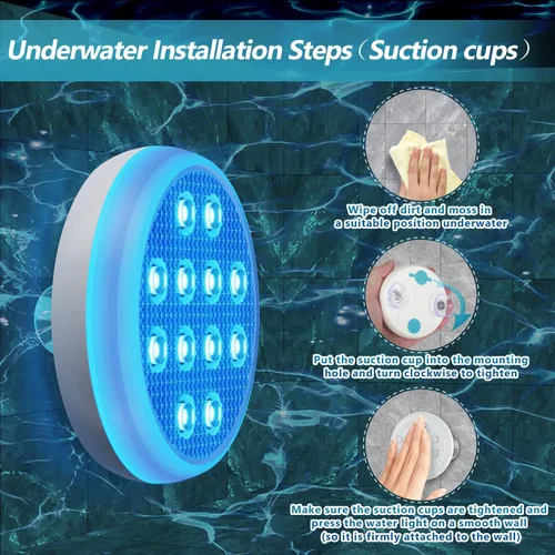 Vista 3 de QOLNBY - Luces de piscina, luces LED sumergibles recargables, luces impermeables subacuáticas IP68, luces flotantes tipo C con control remoto RF