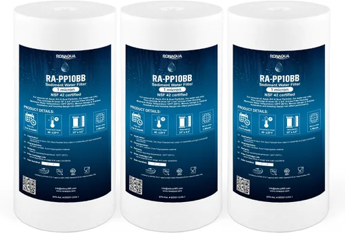 Vista 11 de Ronaqua Cartucho de filtro de agua de repuesto de sedimentos grandes de 10 x 4.5 pulgadas, 1 micrón, certificado NSF, para toda la casa, compatible