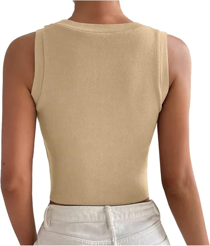 Vista 4 de Tanques entrenamiento Mujeres sólido Bodycon camisola Chaleco ropa Cuello Redondo túnica Deportiva Camis Club Camisas