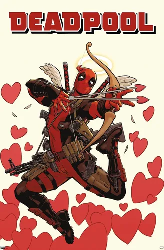 Vista 12 de Marvel Comics Deadpool - Póster de pared de Cupido, 22.4 pulgadas de largo x 14.7 pulgadas de ancho, versión enmarcada de madera de granero