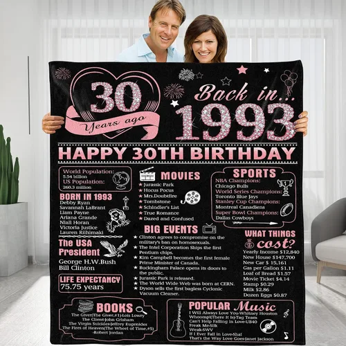 Vista 10 de Back in 1933 - Manta de cumpleaños personalizada para abuela, abuelo, ideas de regalos de cumpleaños para esposa, marido, mamá, papá, amigos, manta