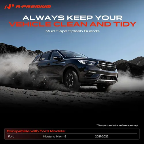 Vista 2 de A-Premium Juego de 4 solapas de barro para salpicaduras, guardabarros con accesorios compatibles con Ford Mustang Mach-E Mach E 2021-2022