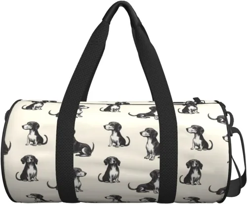 Vista 7 de Large Duffle Bag for Travel - Retro Sausage Dog Print Gym Bag for Women Men, Travel Foldable Bags for Women Men with Zippered Multiple Pockets