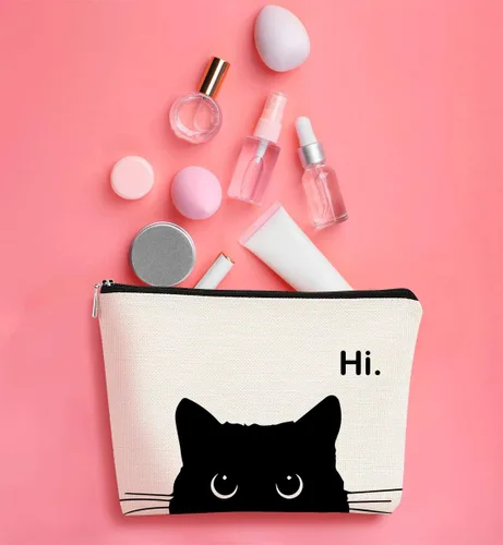 Vista 7 de Regalos de Gatos - Pequeña bolsa de maquillaje, bolsa de cosméticos para amantes de los gatos, bolsa de maquillaje para adolescentes y mujeres, cat 1